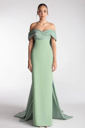 Home off shoulder draped bow dress